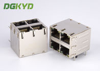 Shield 2X2 Double Deck 4 Port 1000M Cat6 RJ45 Modular Jack With Ethernet Filter