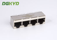 Top entry 180 degree 1x4 multiple port rj45 Connector without internal magnetics