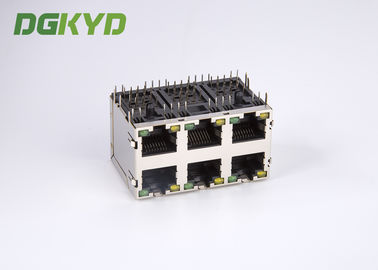 KRJ -5921S2X3YGZENL Power Over Ethernet Rj45 Connector Metal Shielded stack 2X3 G/Y LED