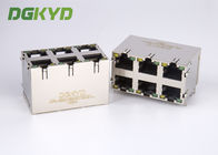 KRJ -5921S2X3YGZENL Power Over Ethernet Rj45 Connector Metal Shielded stack 2X3 G/Y LED