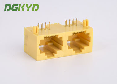 KRJ-56S1X2WDWKNL Side Entry Yellow Plastic Housing 2 Port RJ45 Network Jack