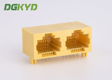 KRJ-56S1X2WDWKNL Side Entry Yellow Plastic Housing 2 Port RJ45 Network Jack