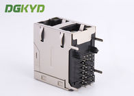 Stacked 2 Port Cat6 Industrial ethernet RJ45 Connector with internal magnetics