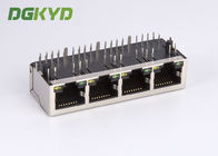1 x 4 quad port gigabit ethernet magnetics jack RJ45 connector G/Y LED RoHS compliance