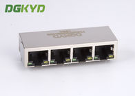 1 x 4 quad port gigabit ethernet magnetics jack RJ45 connector G/Y LED RoHS compliance