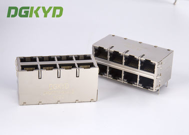 Custom Integrated RJ45 Jack dual deck 2x4 gigabit ethernet connector technical grade