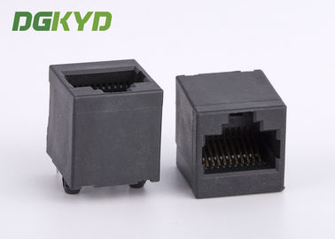 PBT Black 180 Degree RJ45 Single Port , CAT6 10 Pins 10 Contacts RJ45 Keystone Jack RJ45 With Transformer