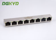 Shield Tab Up 1x8 Port Combo PCB Mount RJ45 Multiple Port Connectors With Y/G LED