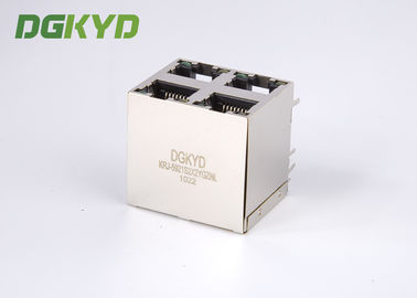 OEM / ODM Shield 2X2 Dual Deck 4 Port RJ45 Modular Jack Without Transfomer