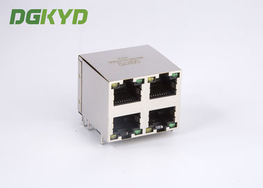 OEM / ODM Shield 2X2 Dual Deck 4 Port RJ45 Modular Jack Without Transfomer