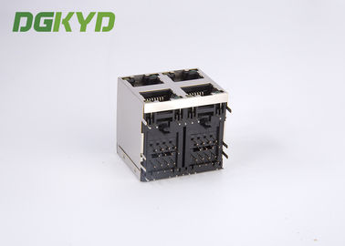 OEM / ODM Shield 2X2 Dual Deck 4 Port RJ45 Modular Jack Without Transfomer