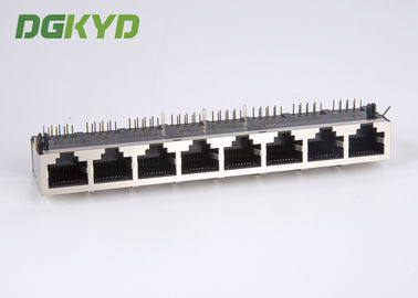 Shield Right Angle 1X8 Port Ganged RJ45 Multiple Port Connectors Black