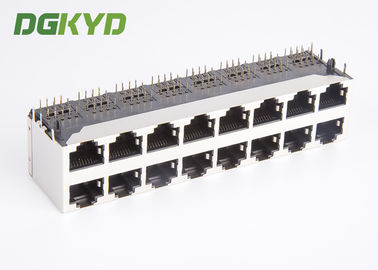 Shield 2X8 Port Stacked RJ45 Multiple Port Connectors Combo Dual Deck 16 Ports Ethernet Scoket