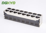 Shield 2X8 Port Stacked RJ45 Multiple Port Connectors Combo Dual Deck 16 Ports Ethernet Scoket