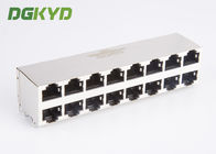 Shield 2X8 Port Stacked RJ45 Multiple Port Connectors Combo Dual Deck 16 Ports Ethernet Scoket