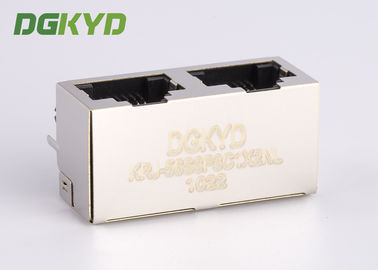 Economical Cost Shield 1x2 Tab Up Double Port Ethernet Socket Rj45 Modular Jack