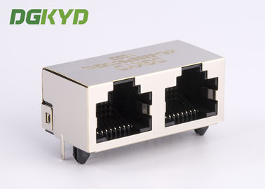 Economical Cost Shield 1x2 Tab Up Double Port Ethernet Socket Rj45 Modular Jack