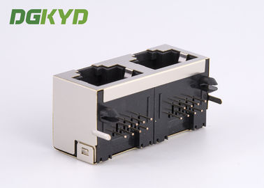 Economical Cost Shield 1x2 Tab Up Double Port Ethernet Socket Rj45 Modular Jack