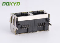 Factory Customized 15.75mm Depth Shield 2 Port RJ45 Ethernet Jack With LEDs