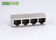 1x4 Right Angle Tab Down Shield RJ45 Connectors Quad Ports Ethernet Switch Sockets