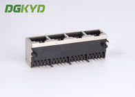 1x4 Right Angle Tab Down Shield RJ45 Connectors Quad Ports Ethernet Switch Sockets