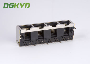 PCB mount 1x4 quad ports RJ45 connector multiple port modular jacks