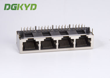 PCB mount 1x4 quad ports RJ45 connector multiple port modular jacks