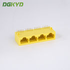 1x4 tap down yellow multi port RJ45 connector 8p8c ethernet jack without transformer