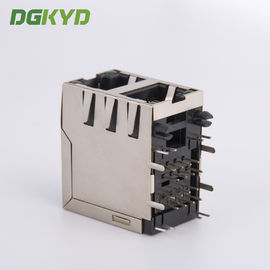 Dual Deck 2 Ports RJ45 Receptacle Connector Ethernet Modular Jacks With Y/G LED