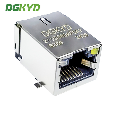 Surface mounted RJ45 connector with gigabit RJ45 and light LCP material SMD DGKYD211Q380AF5A7S009