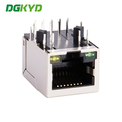 DGKYD111Q066BA2A1D 10/100 BASE-TX Filtered Integrated LED 10 PIN DIP Shielded Connector