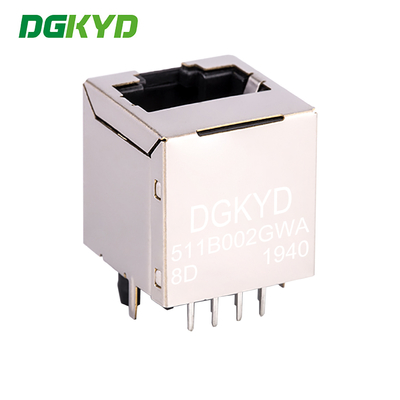 100Mbps 180 Degree Direct Insertion RJ45 Network Connector 8PIN Vertical Socket DGKYD511B002GWA8D