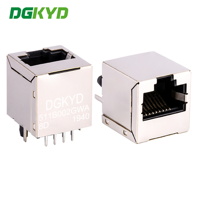 100Mbps 180 Degree Direct Insertion RJ45 Network Connector 8PIN Vertical Socket DGKYD511B002GWA8D