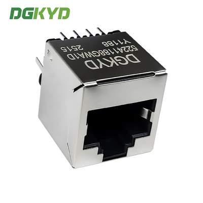 direct insertion 180 degree RJ45 connector 8P8C with light and shielding DGKYD52241188GWA1DY1188