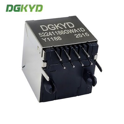 direct insertion 180 degree RJ45 connector 8P8C with light and shielding DGKYD52241188GWA1DY1188