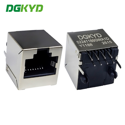 direct insertion 180 degree RJ45 connector 8P8C with light and shielding DGKYD52241188GWA1DY1188