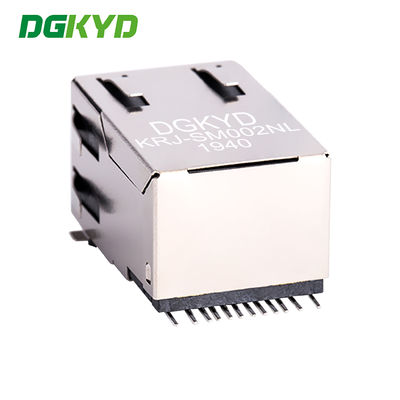 Metal Shielded RJ45 PCB Connector SMT CAT5 Rj45 Magnetic Jack , G/Y LED RJ45 Ethernet port 100Mbps network transformer KRJ-SM002NL