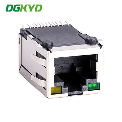 Metal Shielded RJ45 PCB Connector SMT CAT5 Rj45 Magnetic Jack , G/Y LED RJ45 Ethernet port 100Mbps network transformer KRJ-SM002NL