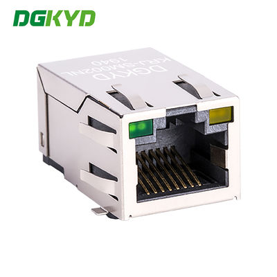 Metal Shielded RJ45 PCB Connector SMT CAT5 Rj45 Magnetic Jack , G/Y LED RJ45 Ethernet port 100Mbps network transformer KRJ-SM002NL