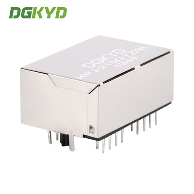 Rj45 Network Connectors Metal Shielded CAT 5 Dual Port Rj45 Ethernet Port G/Y Led KRJ-215GYZNL