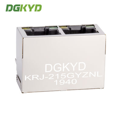 Rj45 Network Connectors Metal Shielded CAT 5 Dual Port Rj45 Ethernet Port G/Y Led KRJ-215GYZNL