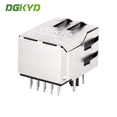 Single Rj45 Ethernet Jack Integrated Transformer / Common Mode Choke , Og/Y Led DGKYD111Q070DF6A1D
