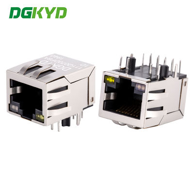 Single Rj45 Ethernet Jack Integrated Transformer / Common Mode Choke , Og/Y Led DGKYD111Q070DF6A1D