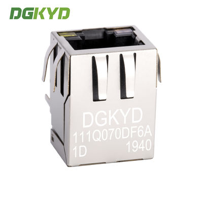 Single Rj45 Ethernet Jack Integrated Transformer / Common Mode Choke , Og/Y Led DGKYD111Q070DF6A1D