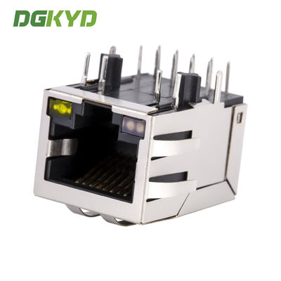 Single Rj45 Ethernet Jack Integrated Transformer / Common Mode Choke , Og/Y Led DGKYD111Q070DF6A1D