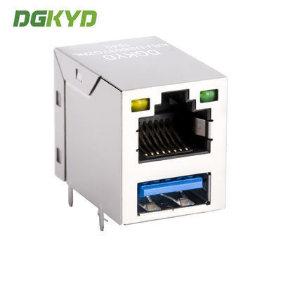 2x1 Stack RJ45 USB Connector Combo Jack W / USB 3.0 1-1909119-4 RoHS Compliance KRJ-USB03YGZNL