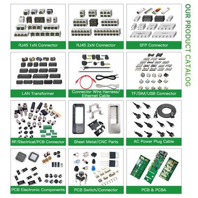 RJ45 Single Port Connector 100Mbps with LED Yellow Green for PCB