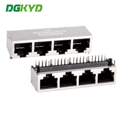 1x4 Right Angle Tab Down Shield RJ45 Connectors Quad Ports Ethernet Switch Sockets KRJ-5621S10P8C14QNL