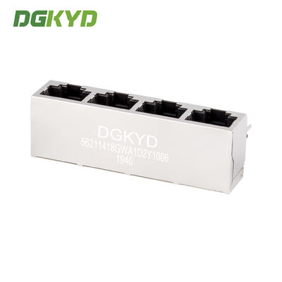 1X4 Ethernet shielded connector RJ45 female socket horizontal interface DGKYD56211418GWA1D2Y1006