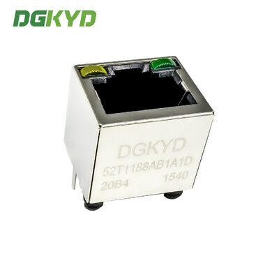 RJ45 vertical network socket 8P8C with light strip shielding gold plating 6U DGKYD52T1188AB1A1D20B4